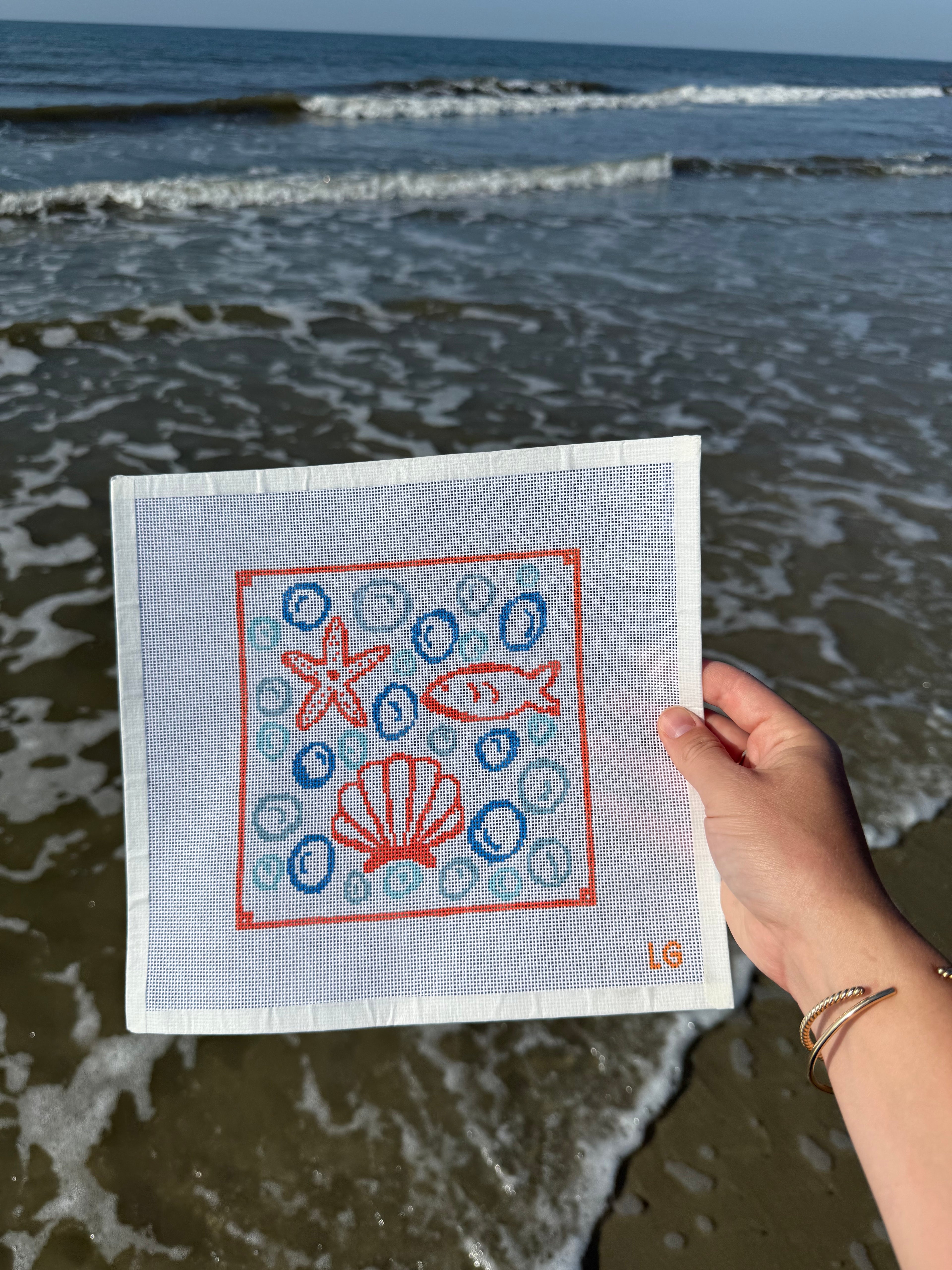 Coastal Collage Needlepoint Canvas
