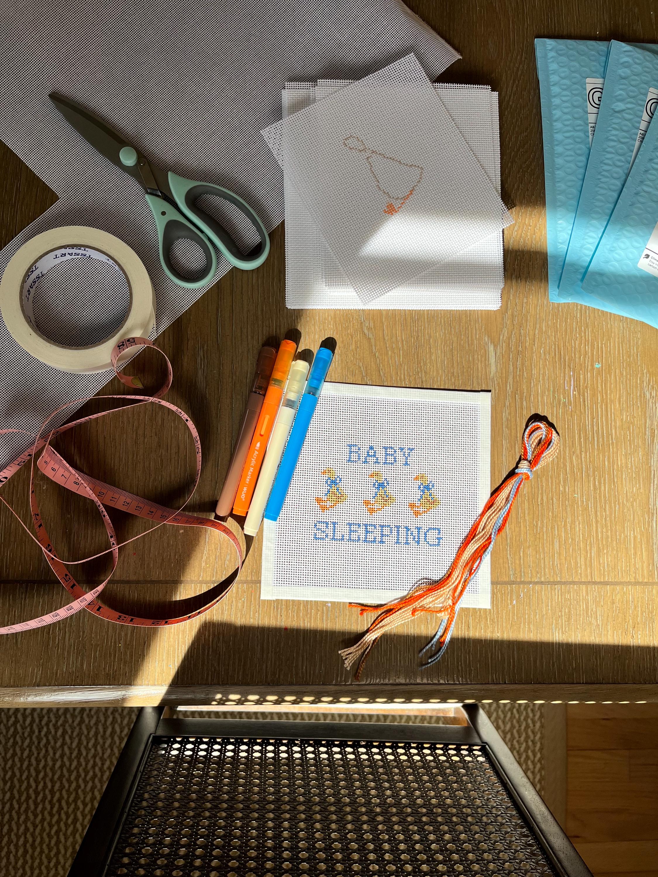Baby Sleeping Little Goose Needlepoint Canvas