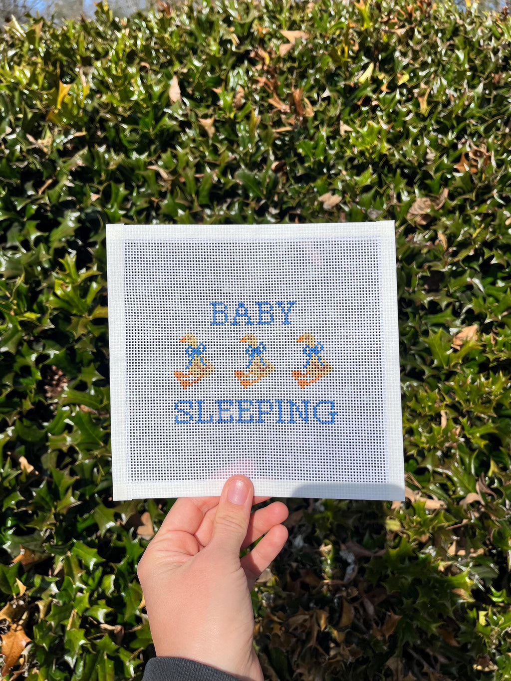 Baby Sleeping Little Goose Needlepoint Canvas