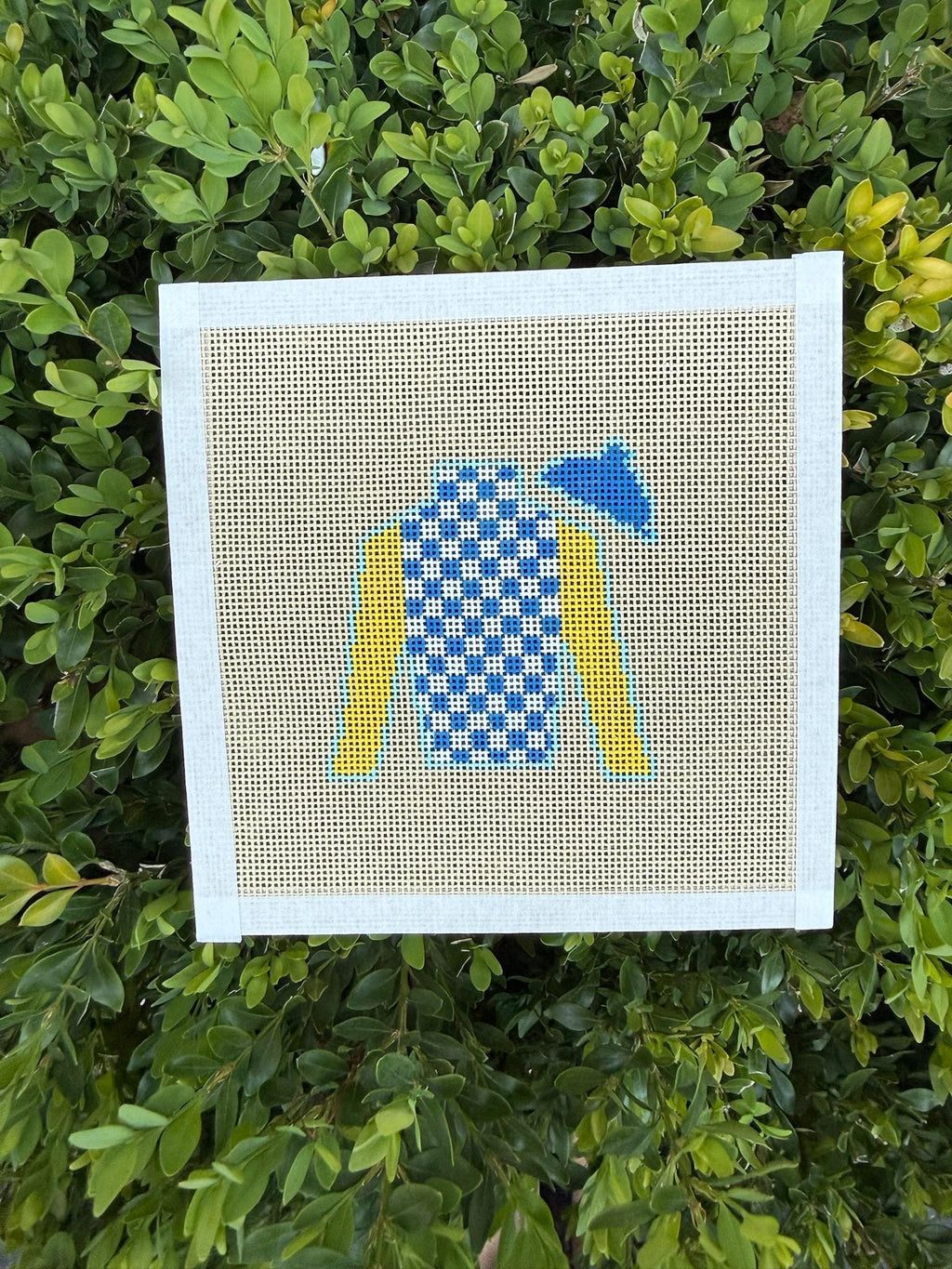 Jockey Silks Needlepoint Canvas - blue and yellow