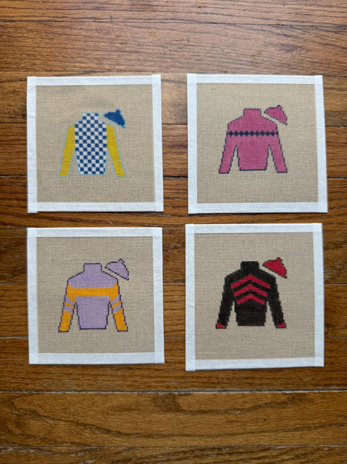 Jockey Silks Needlepoint Canvas - black and red